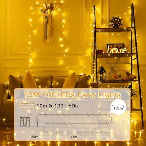 Thumbnail 1 de Ollny Fairy Lights Battery Operated: 10m of 100 Warm White LEDs for Indoor & Outdoor Use