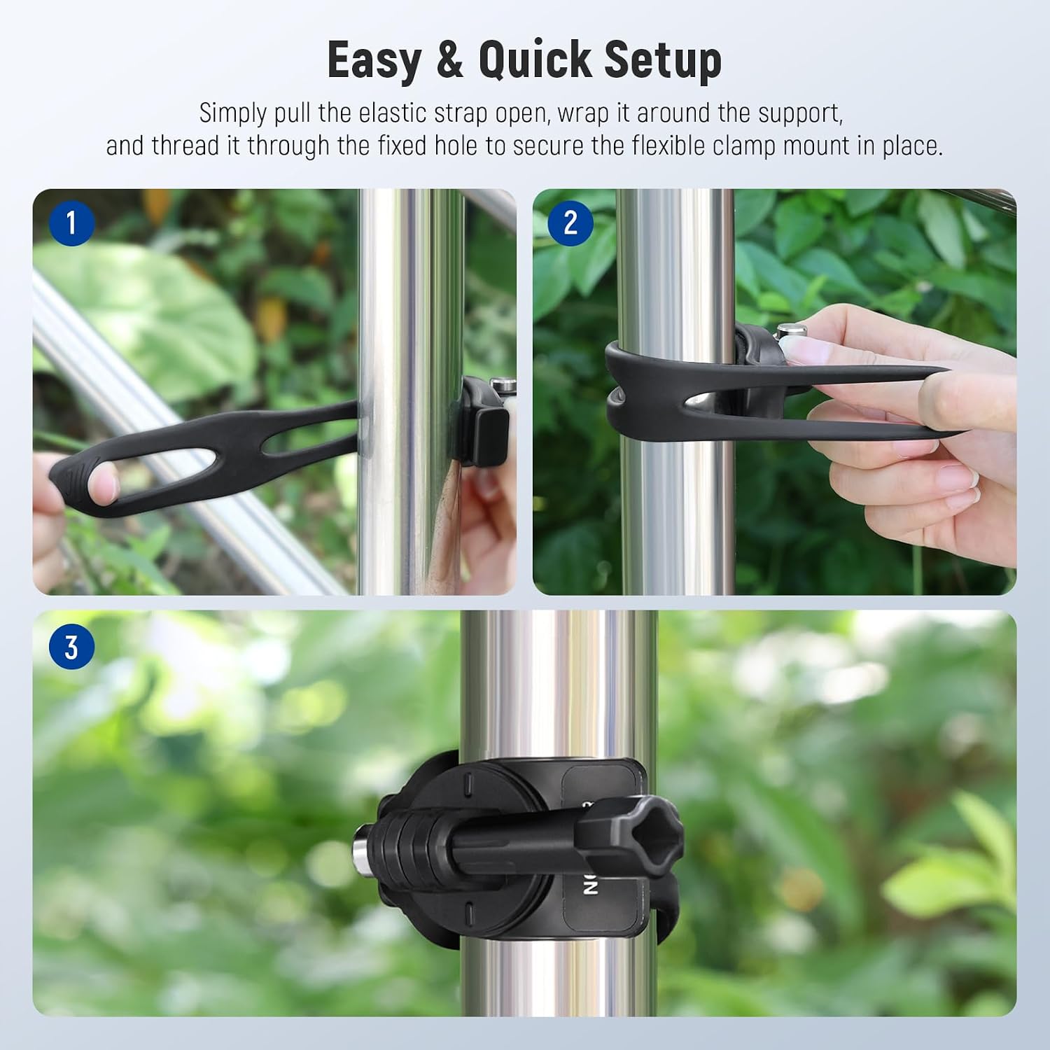 Detalle de NEEWER Flexible Mount Wrap Band GP-77 (Black) for GoPro, DJI Osmo Action & Insta360 action cameras
