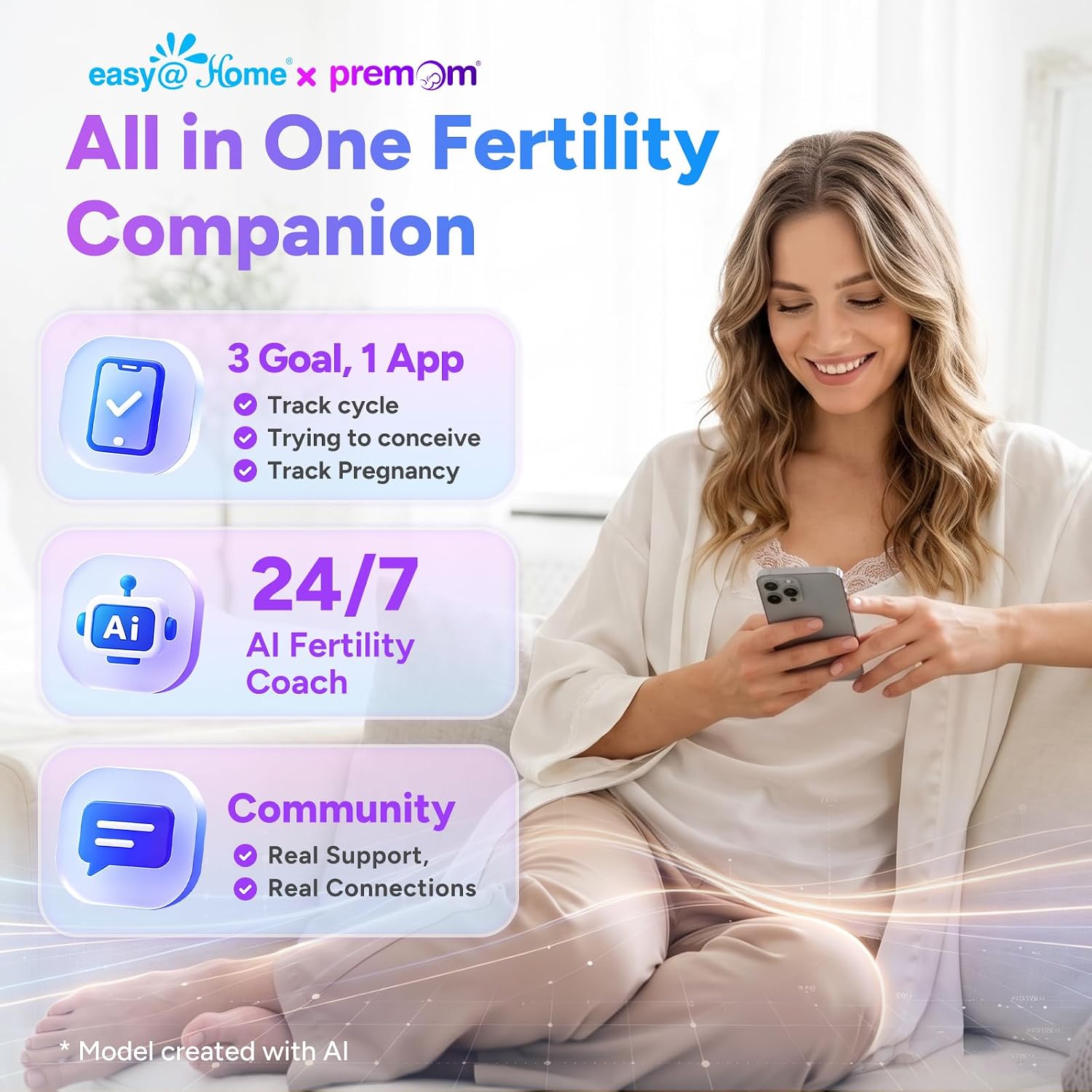 Detalle de Easy@Home Ovulation Fertility Test Kit (20 LH Strips) with Premom Tracker