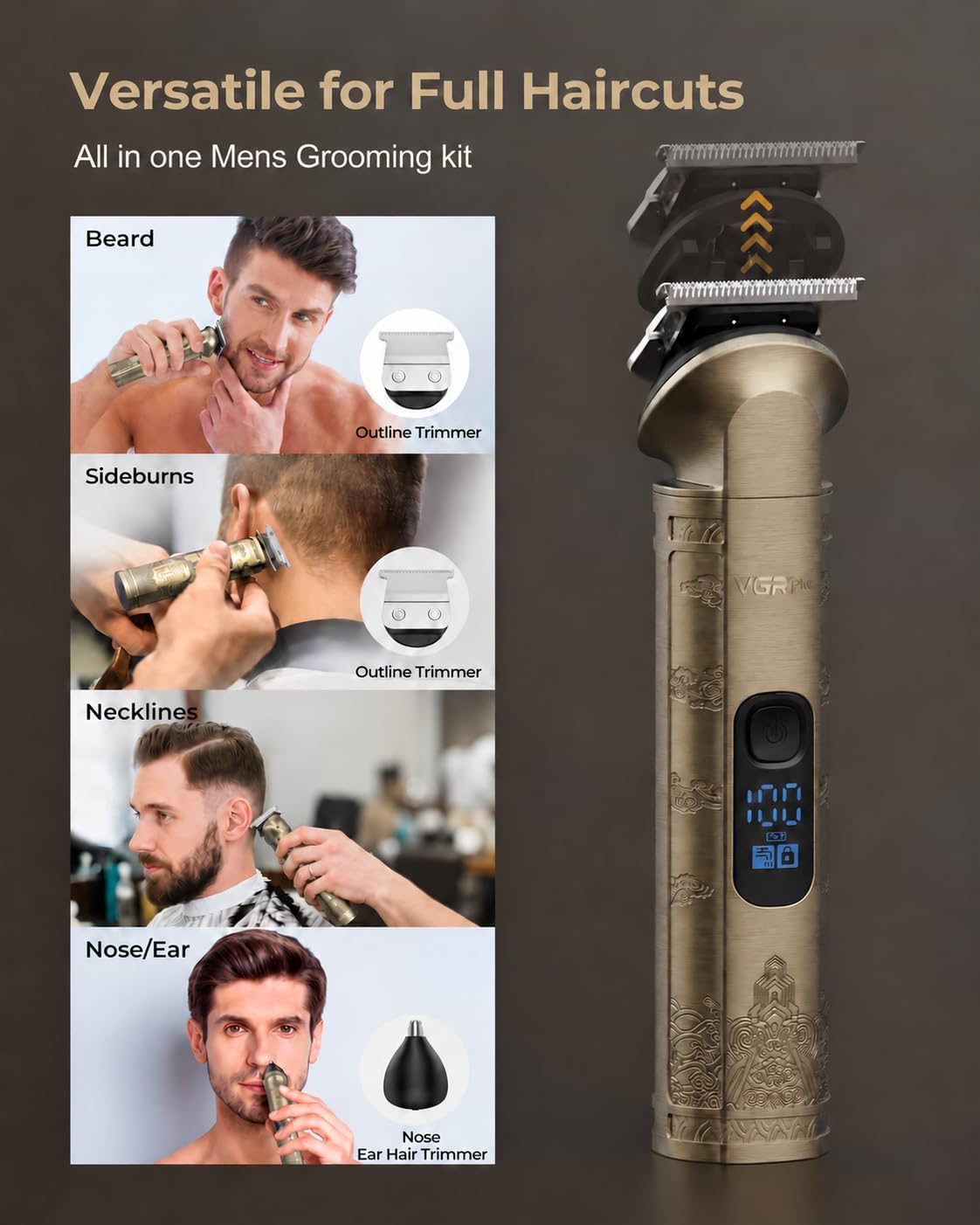 Detalle 2 de VGRPRO Hair Clippers for Men Professional: Cordless Grooming Kit for Home or Barbershop Use
