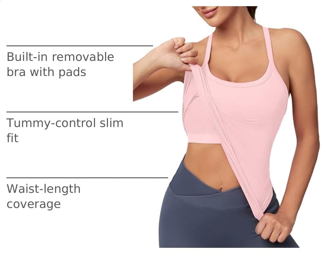 Detalle 2 de MathCat Racerback Tank Top for Women, Seamless with Built-In Bra