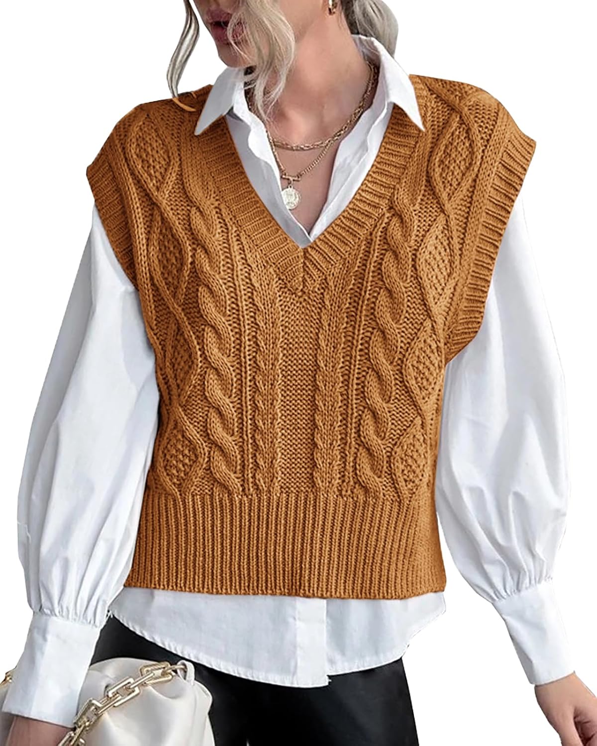 Thumbnail 6 de Women's V-Neck Ribbed Sweater Vest ⚖