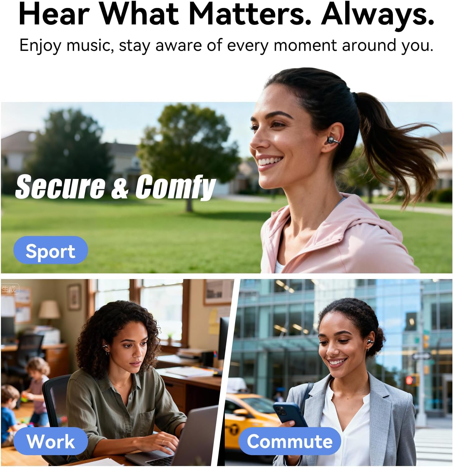 Thumbnail 3 de Kinglucky A8 Clip-On Open-Ear Earbuds with Bluetooth 6.0 and 40-Hour Case Playtime