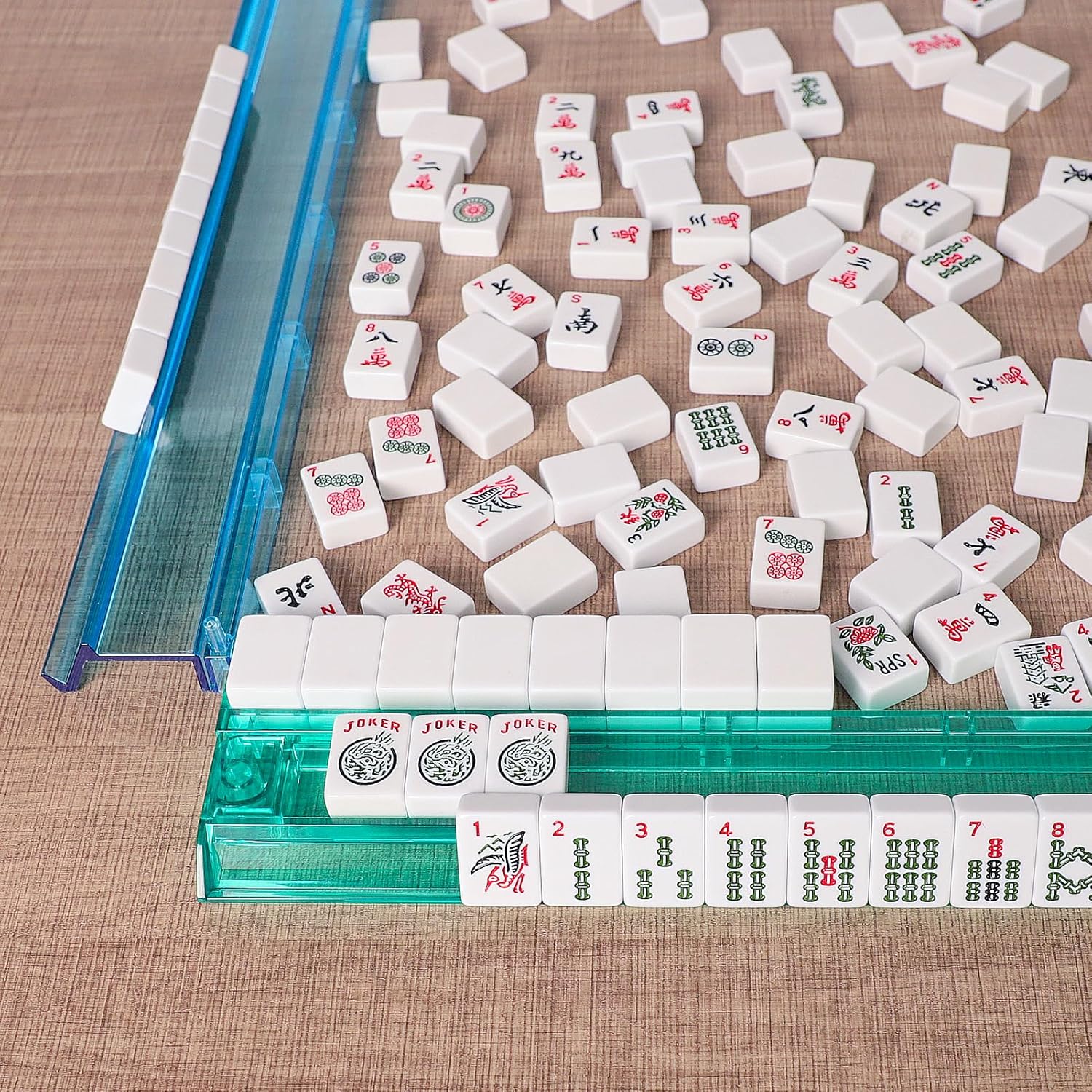 Thumbnail 3 de TIASUSAN American Mahjong Game Set, 166 Light Green Tiles with Blue Bag and All-in-One Accessories