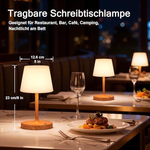 Detalle 2 de PreeOtti LED Tischlampe Kabellos Akku – tragbare Touch-Tischleuchte mit stufenloser Dimmung
