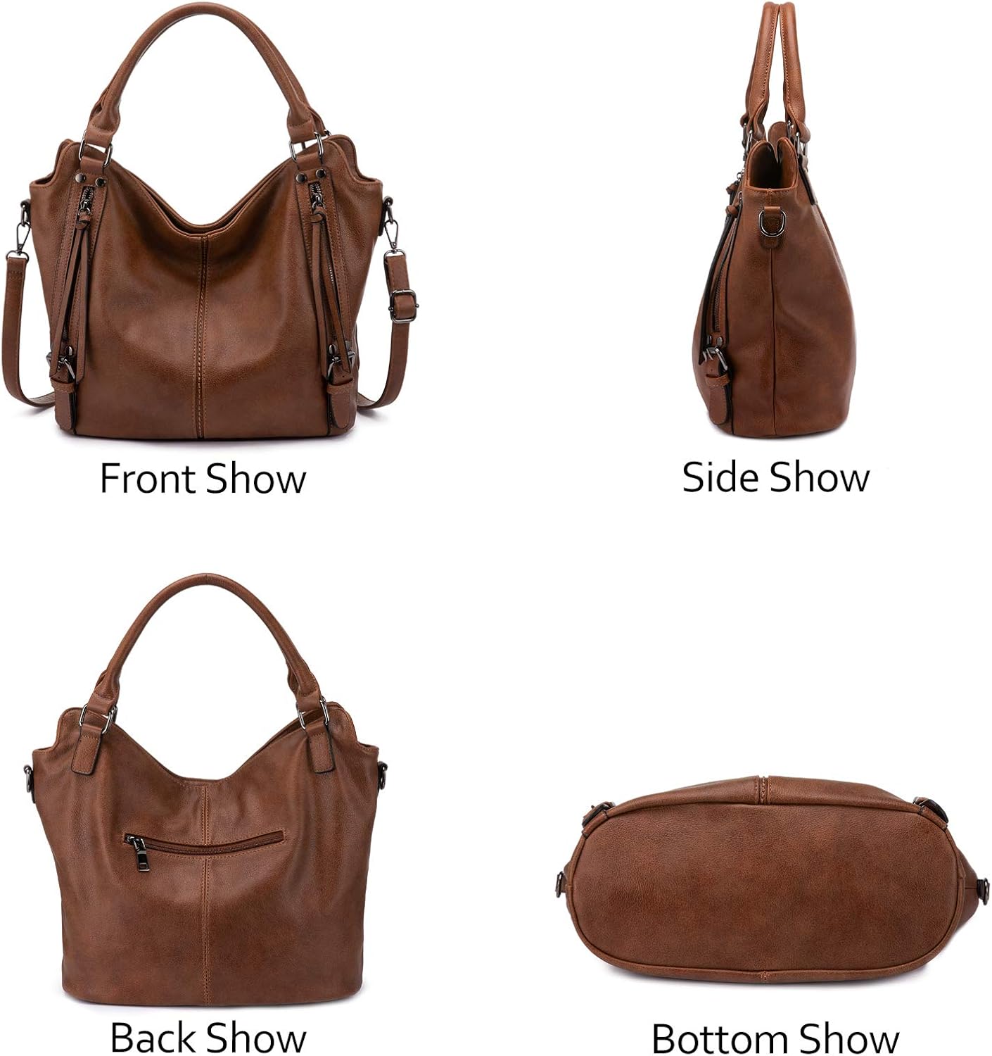 Detalle de Realer Borsa Donna Set Medio 2 Pezzi Marrone (Hobo/Tote, Clutch) in ecopelle