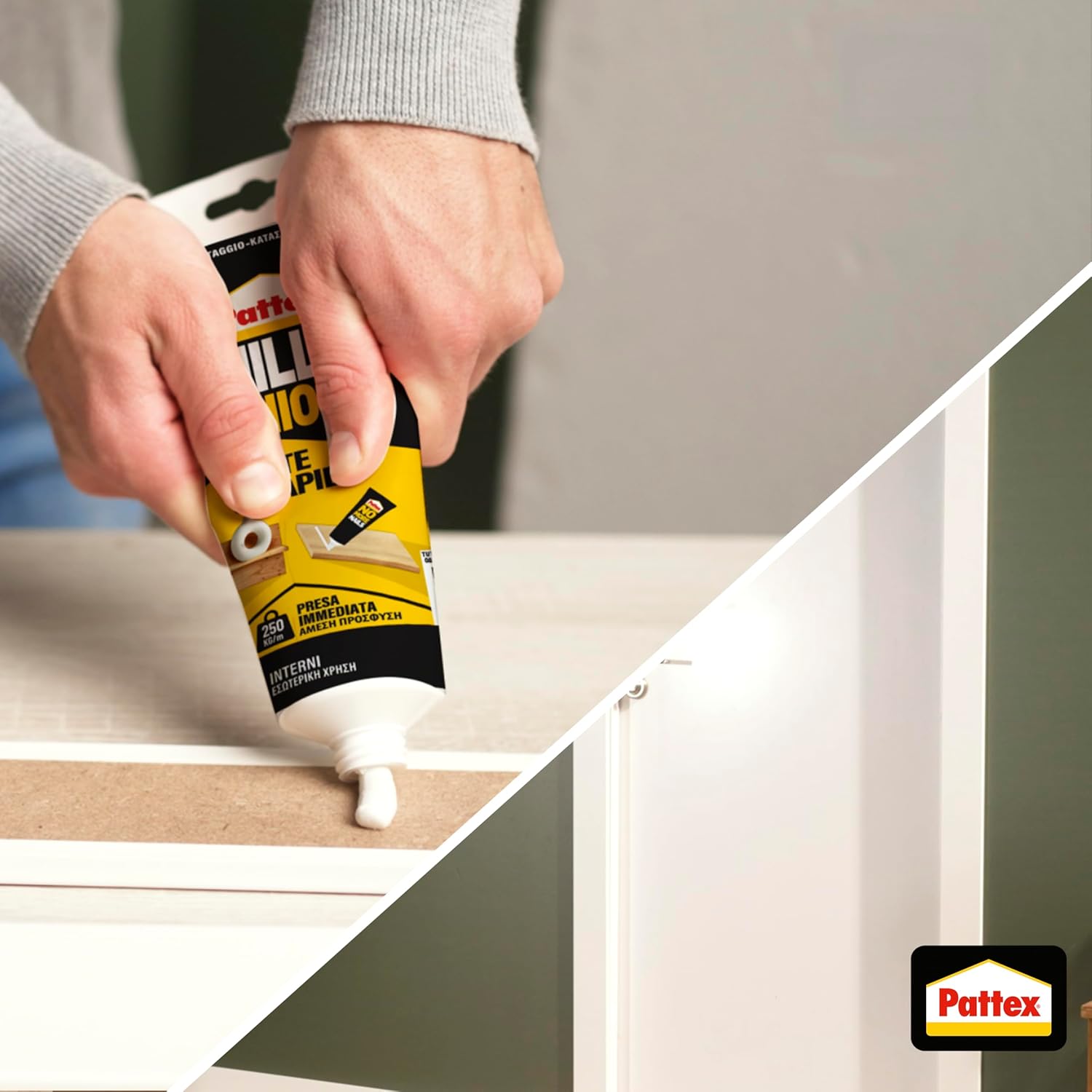 Detalle 2 de Pattex Millechiodi Forte & Rapido – Collante di montaggio extra forte, 1x250 g