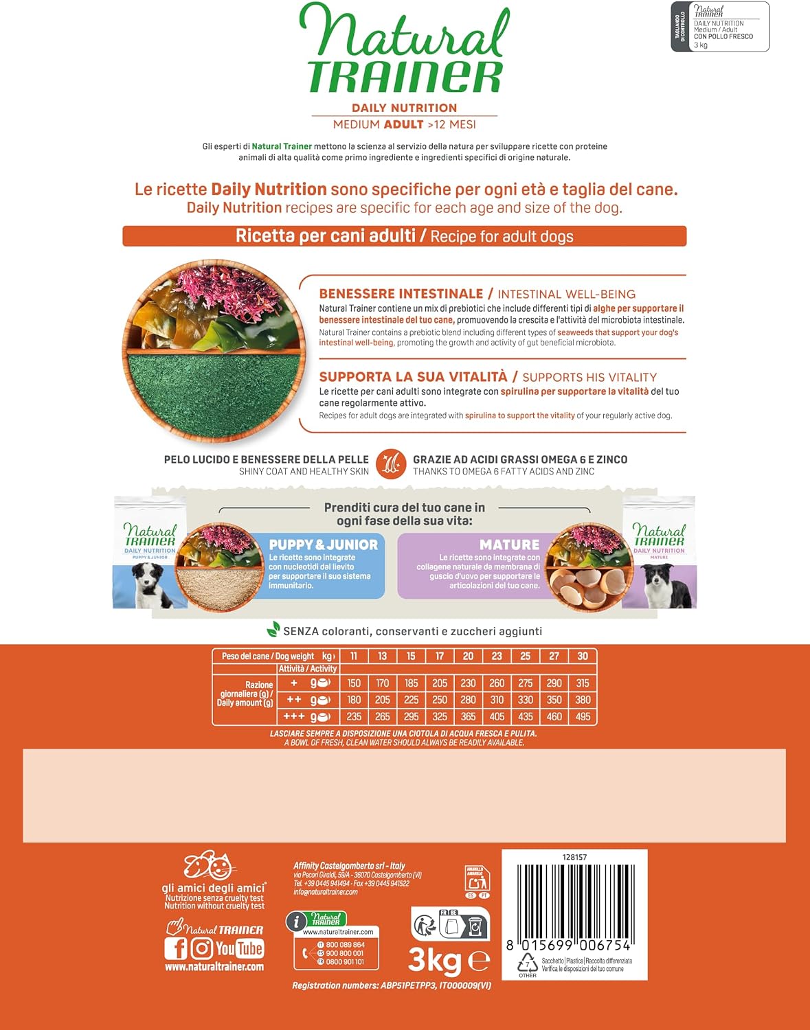 Detalle 2 de Trainer Natural Cibo per Cani Medium Adult, Pollo – 3 Kg