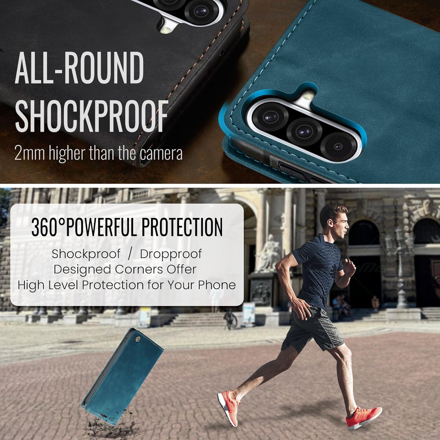 Thumbnail 3 de Samokor Hülle für Samsung Galaxy S24 5G – Klappcase aus Kunstleder mit Kartenfächern, Magnetverschluss & Standfunktion (Blaugrün)