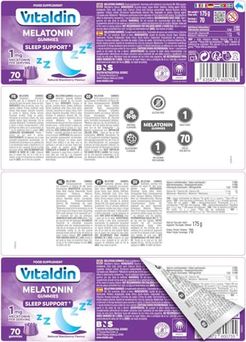 Thumbnail 9 de VITALDIN Melatonina gummies 1 mg/gominola – 70 gominolas sabor mora