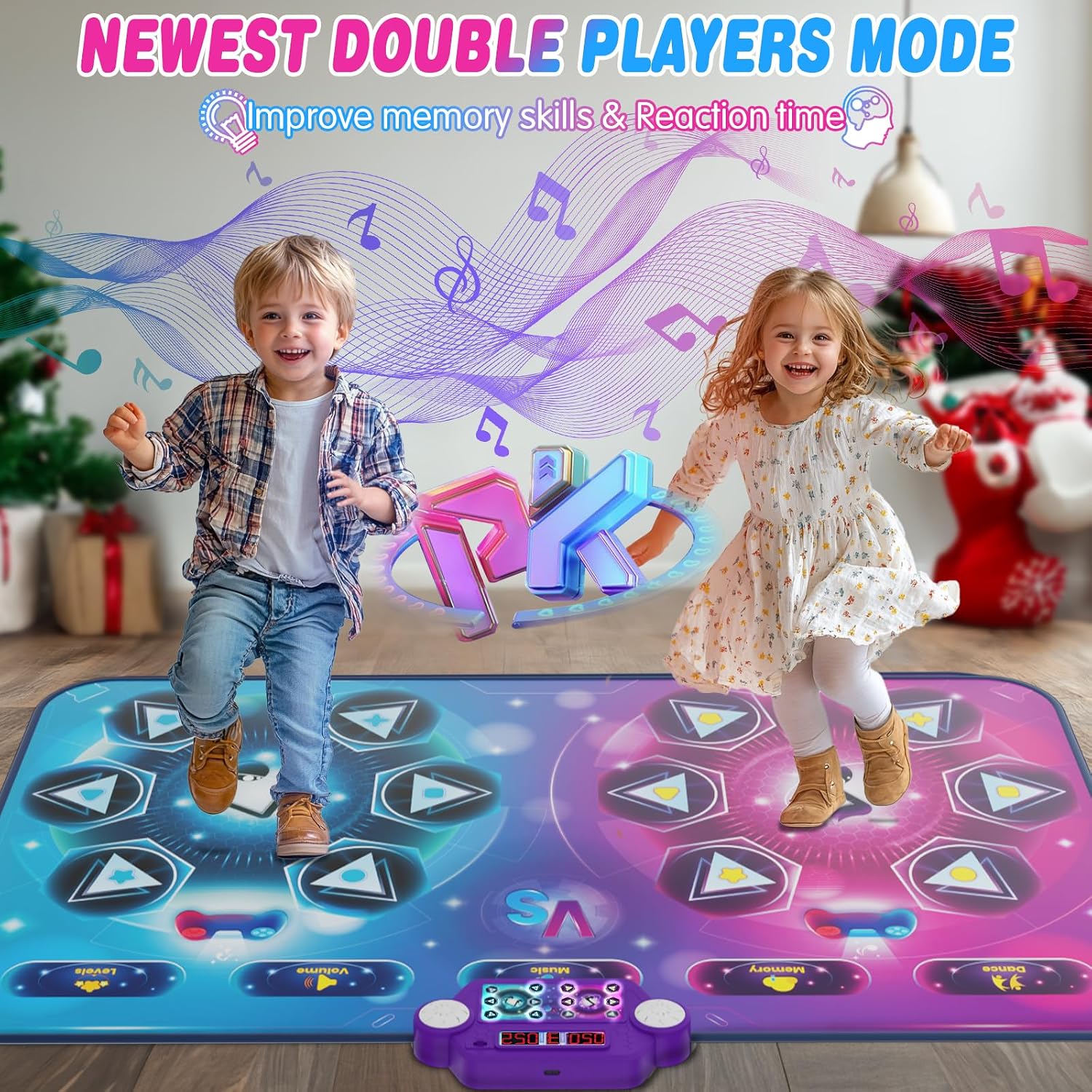 Detalle de Maysida Rechargeable Dance Mat – Double User (35x59 inches) with Piano, Memory, and LED Battle Modes