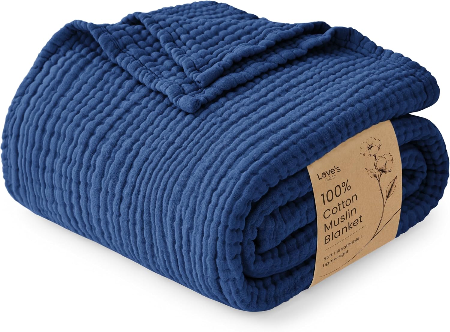 Detalle de Love's cabin Cotton Muslin Blanket, King Size