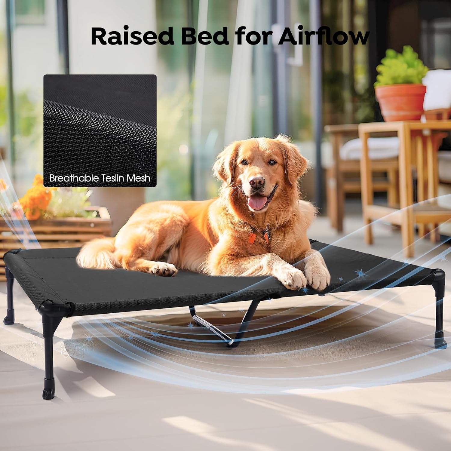 Detalle 2 de Veehoo Raised Dog Bed + Waterproof Removable Pillow-Top Mat (X-Large, Black)
