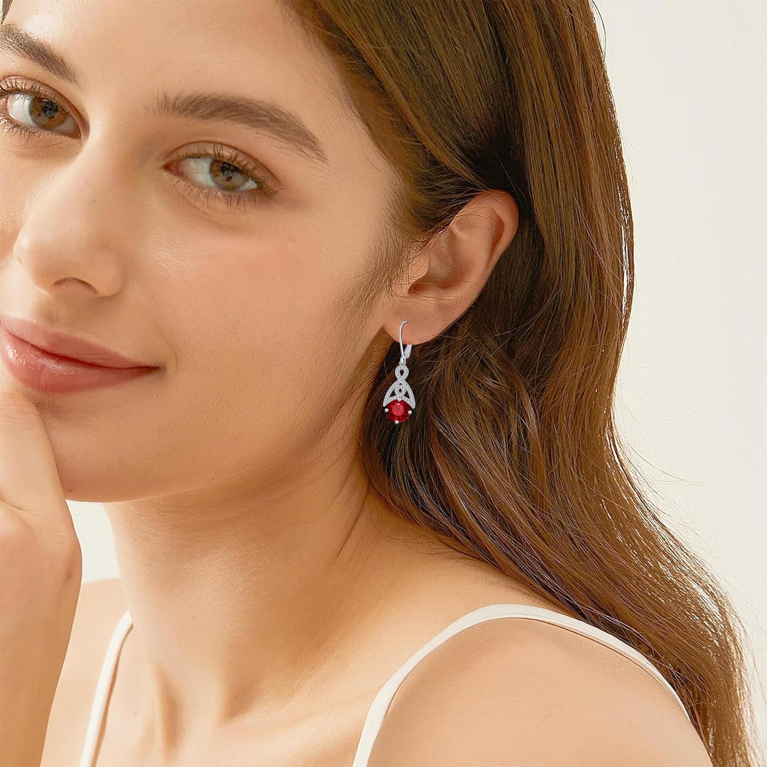 Detalle de J.MOULING Herz Ohrringe Damen – 925 Sterling Silber mit Zirkonia, elegantes Herzdesign