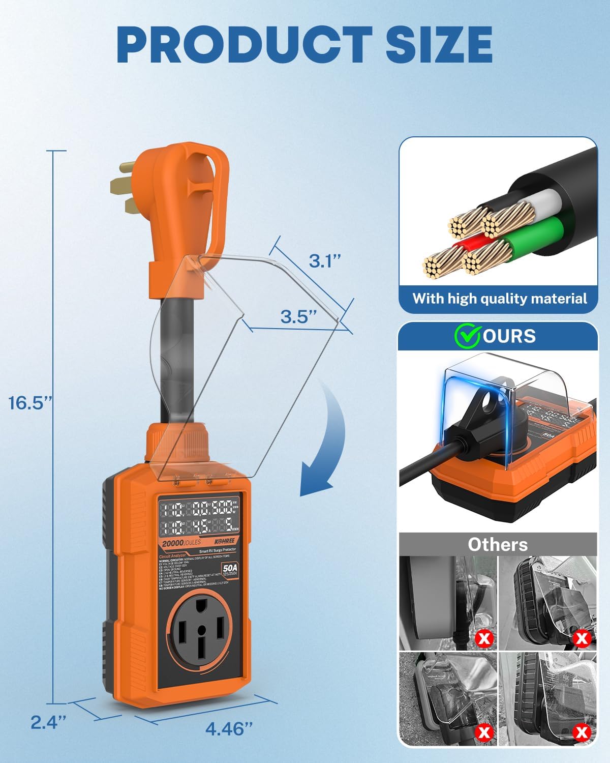 Detalle de Kohree RV surge protector 50 amp