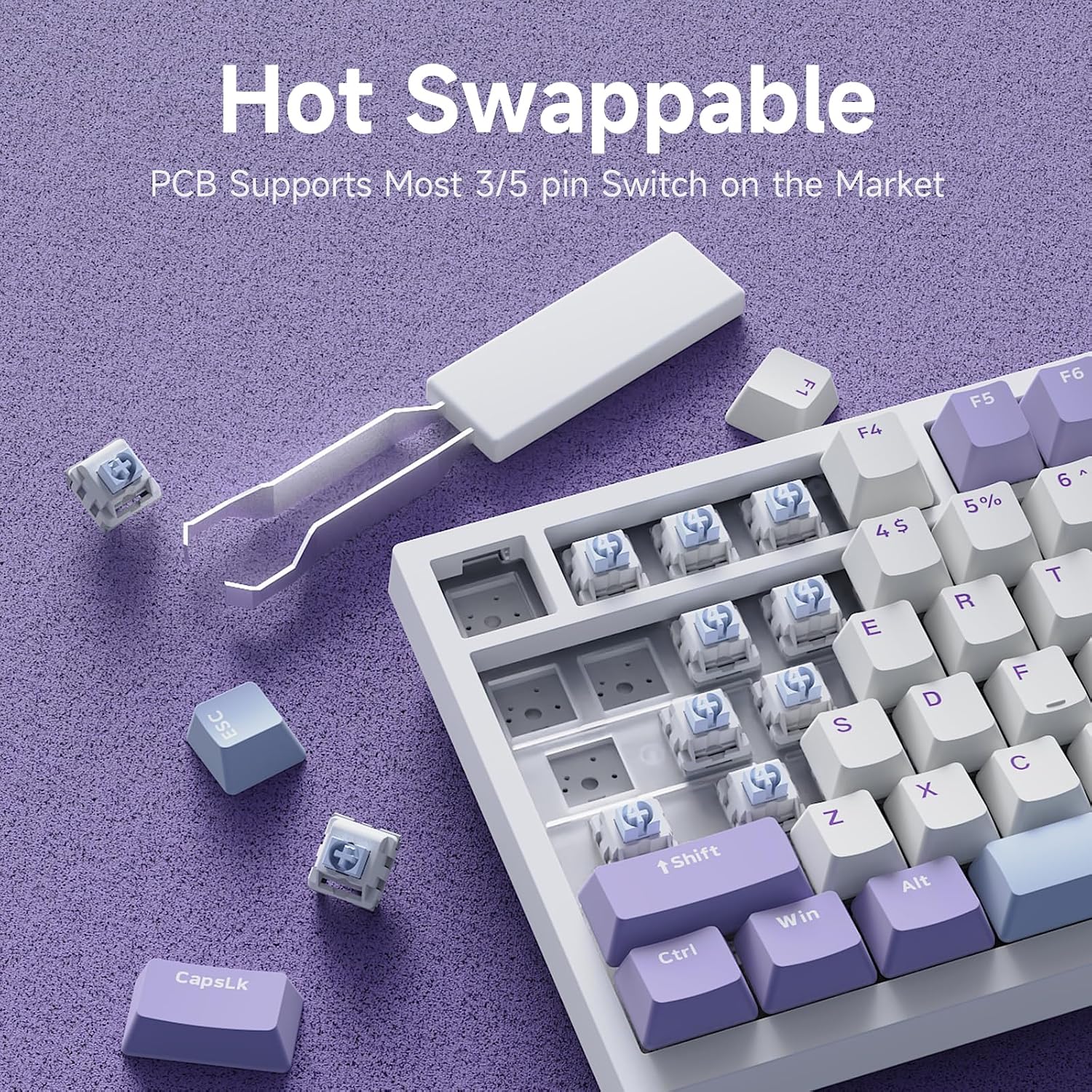 Thumbnail 4 de Ajazz AK820 75% Hot Swappable Mechanical Keyboard with Volume Knob