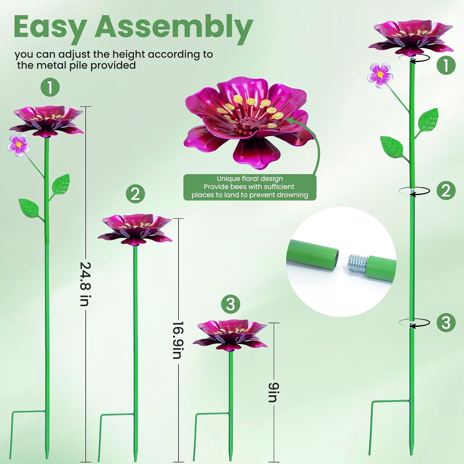 Thumbnail 1 de Bee Watering Station with 4 Colourful Cups and Flower Core for Garden Pollinators