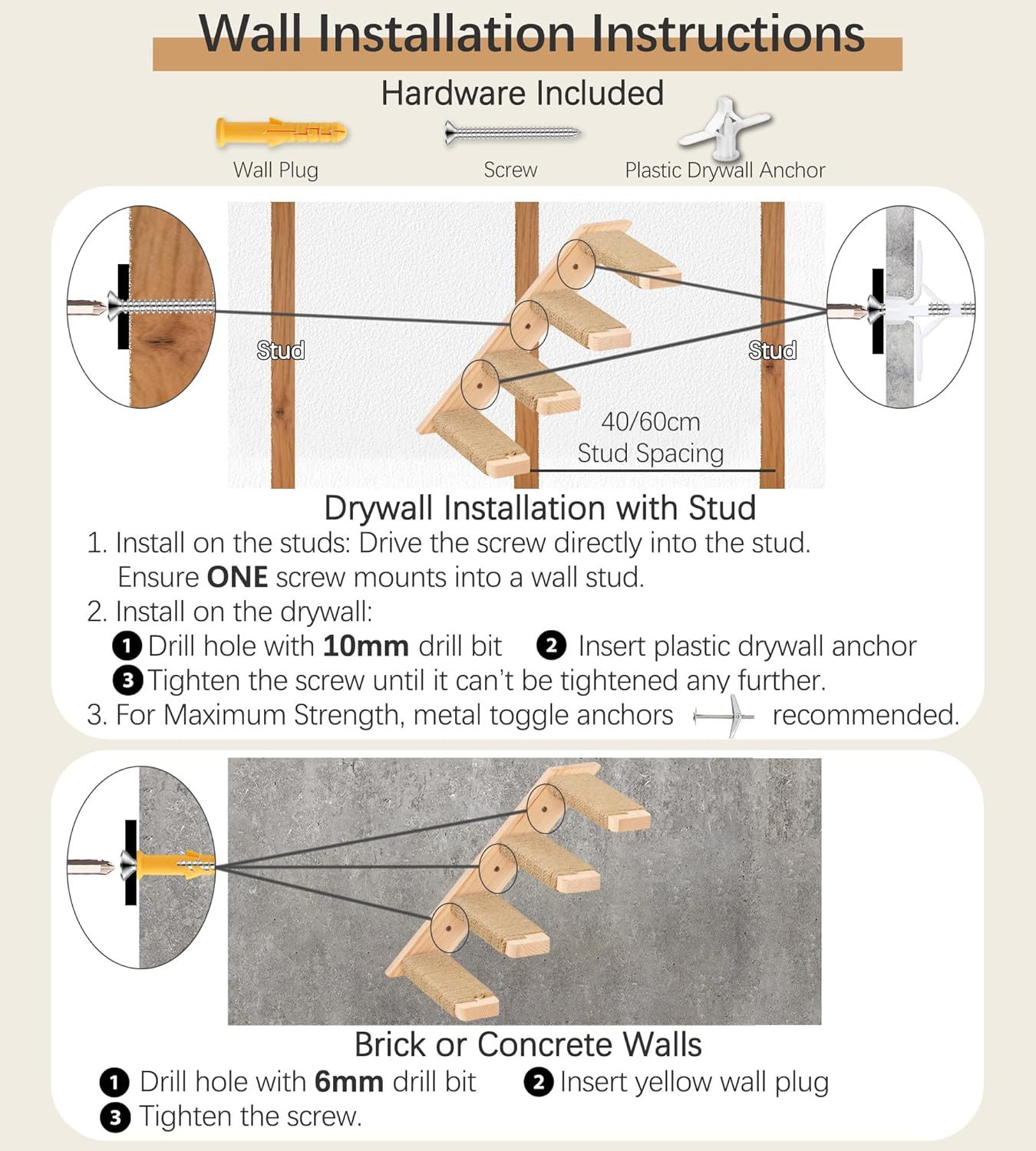 Thumbnail 6 de Cat Climbing Frame Set: Wall Mounted Furniture with 2 Steps and 2 Platforms by PELUOMOZ