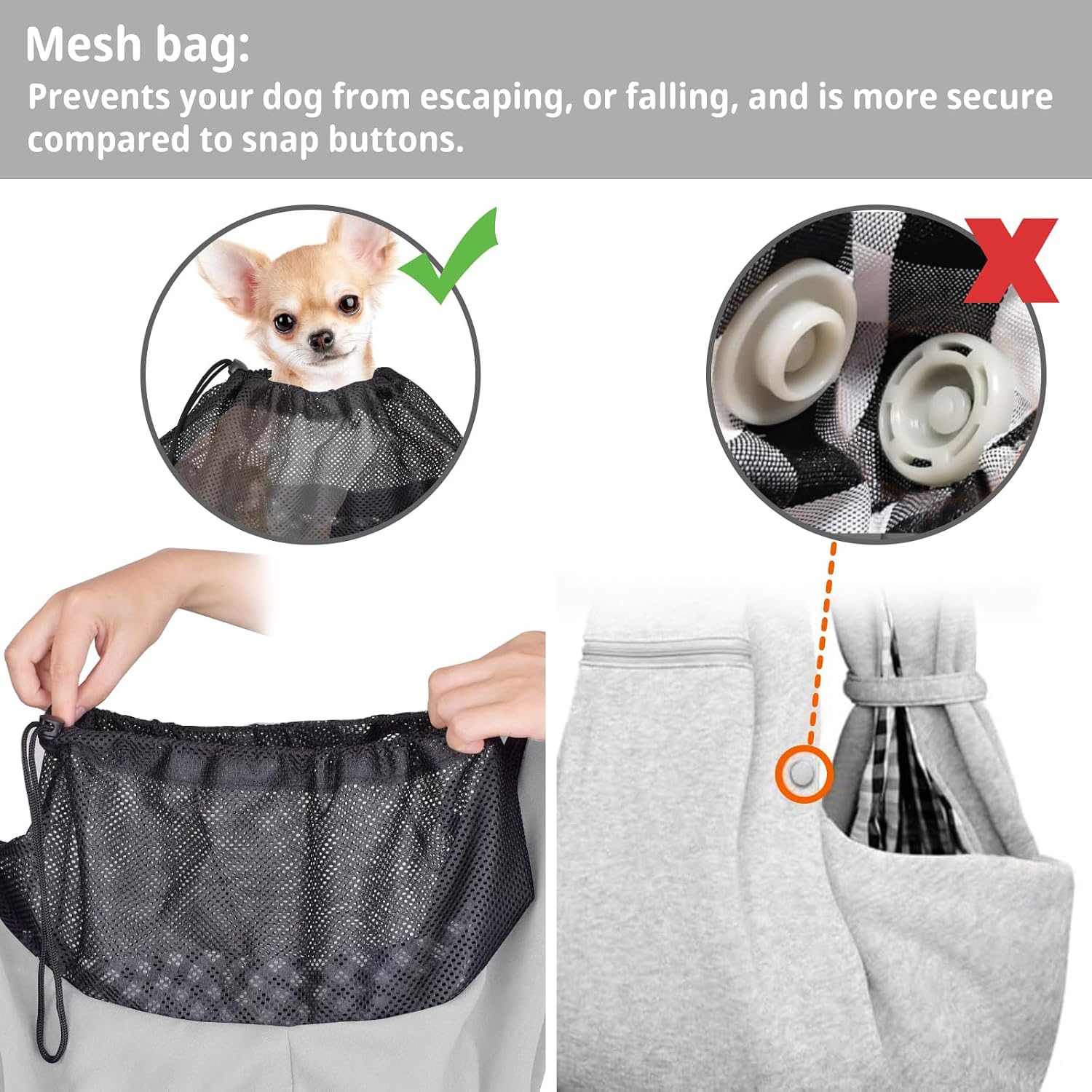 Detalle 2 de CUBY Puppy Carrier 13 lb mesh sling
