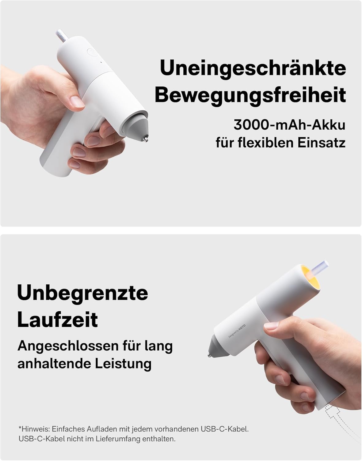 Thumbnail 6 de HOTO Akku Heißklebepistole Pro – kabellos mit 40 Klebesticks und USB‑C Laden