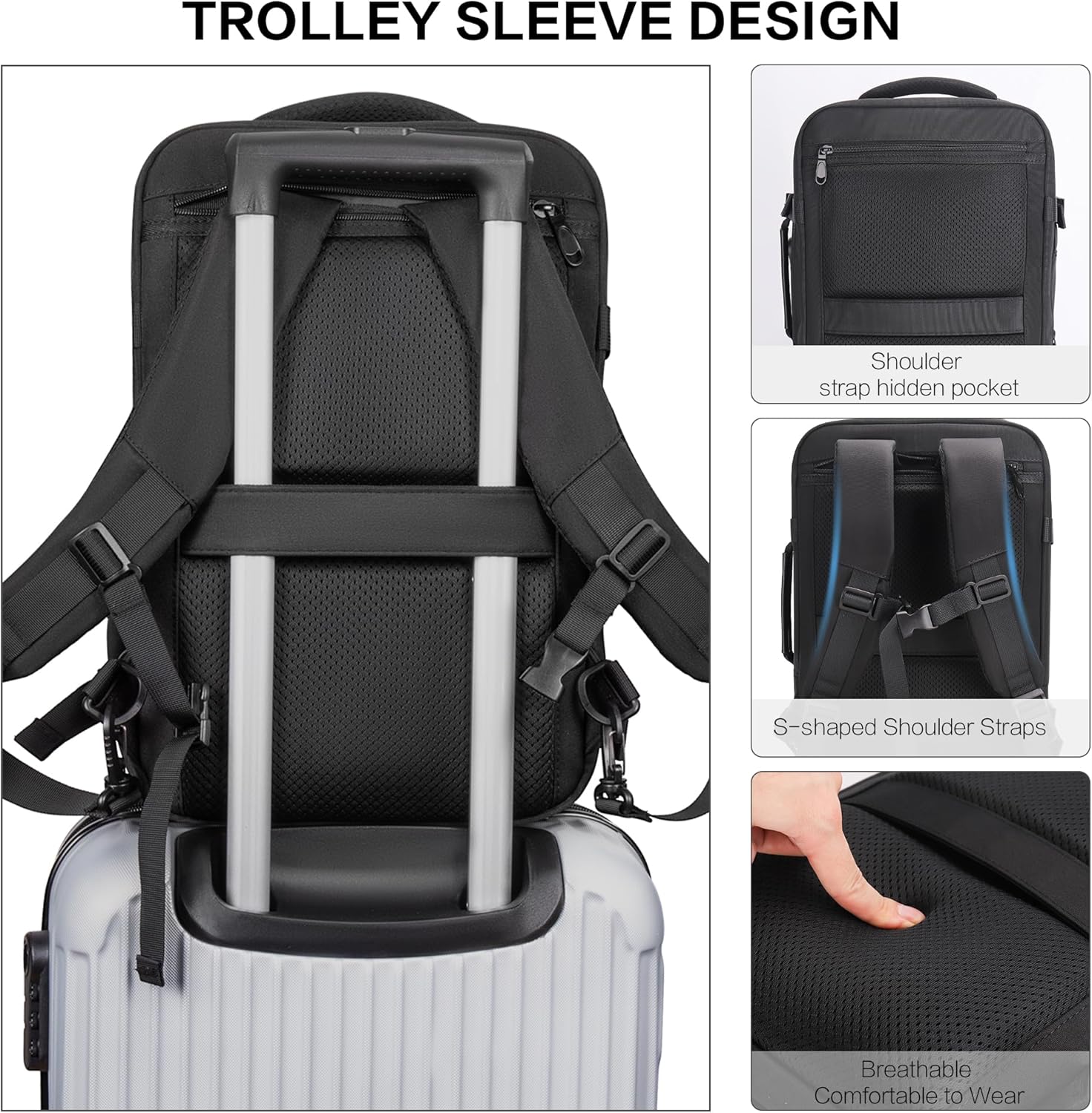 Thumbnail 6 de YOUNGOA Mochila de Viaje Cabina para Avión ✈️ 20L Negro