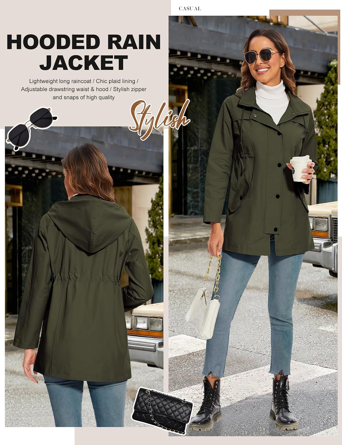 Thumbnail 5 de PASUDA Giacca Impermeabile Donna Trench Pioggia