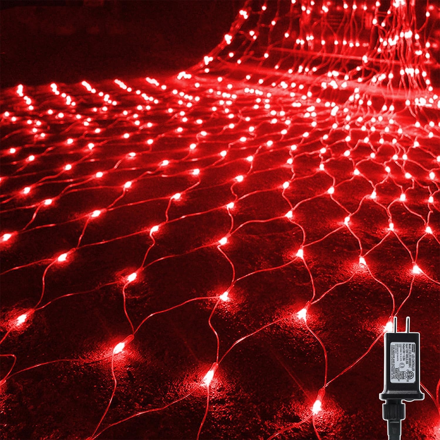 Detalle de WATERGLIDE HB-360WCOI Red 360-LED Outdoor Net Lights, 12 ft x 5 ft