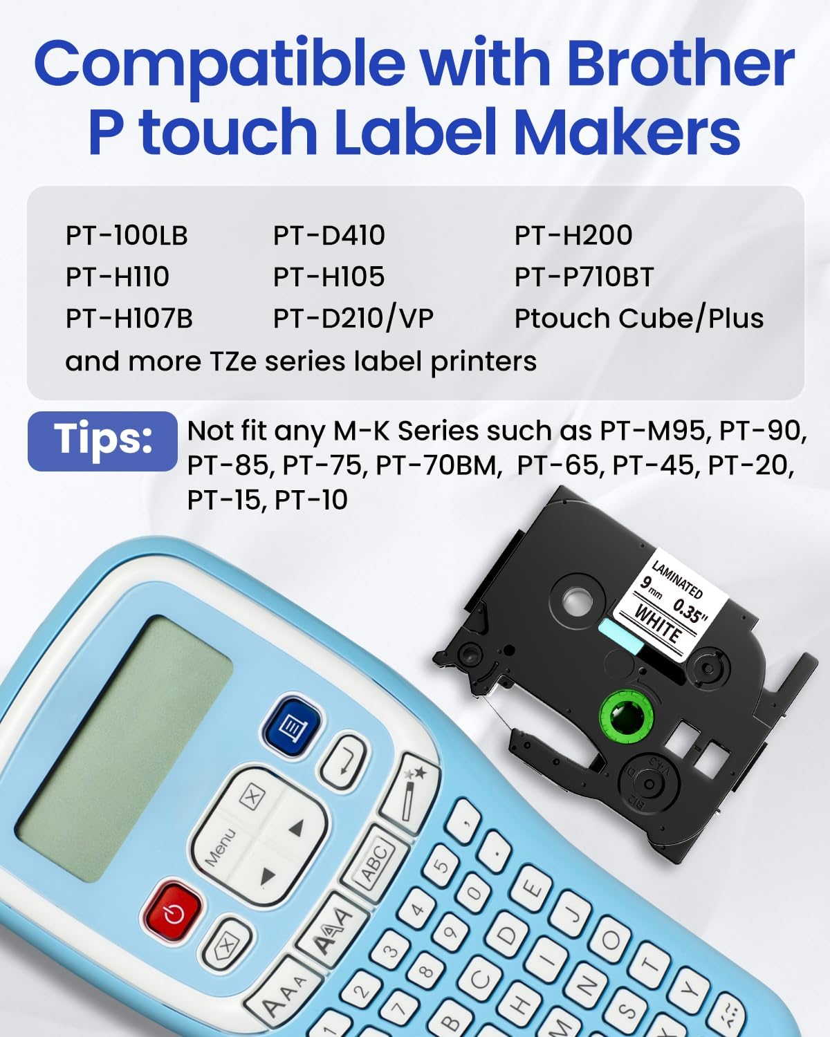 Thumbnail 1 de MarkField TZe-221 9 mm Schriftband (schwarz auf weiß) kompatibel mit Brother P-touch, laminiert – 4er Pack