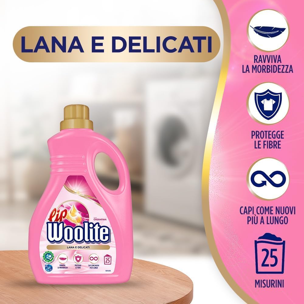 Detalle de Lip Woolite Detersivo Lana e Delicati 1500 ml – 25 Lavaggi con Cheratina