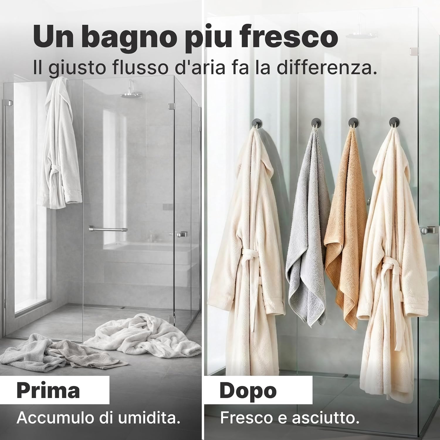 Detalle 2 de Minismus Set 6 ganci adesivi da parete in acciaio inox – tenuta forte fino a 5 kg ciascuno, senza fori