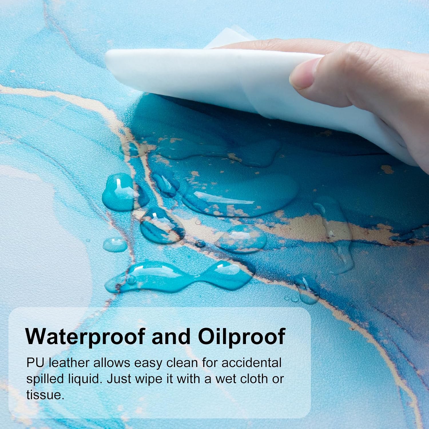 Detalle 2 de QiyI DP-5422-PDP Large PU Leather Mouse Pad, 31.5 x 15.7 in, Blue Pink Fluid