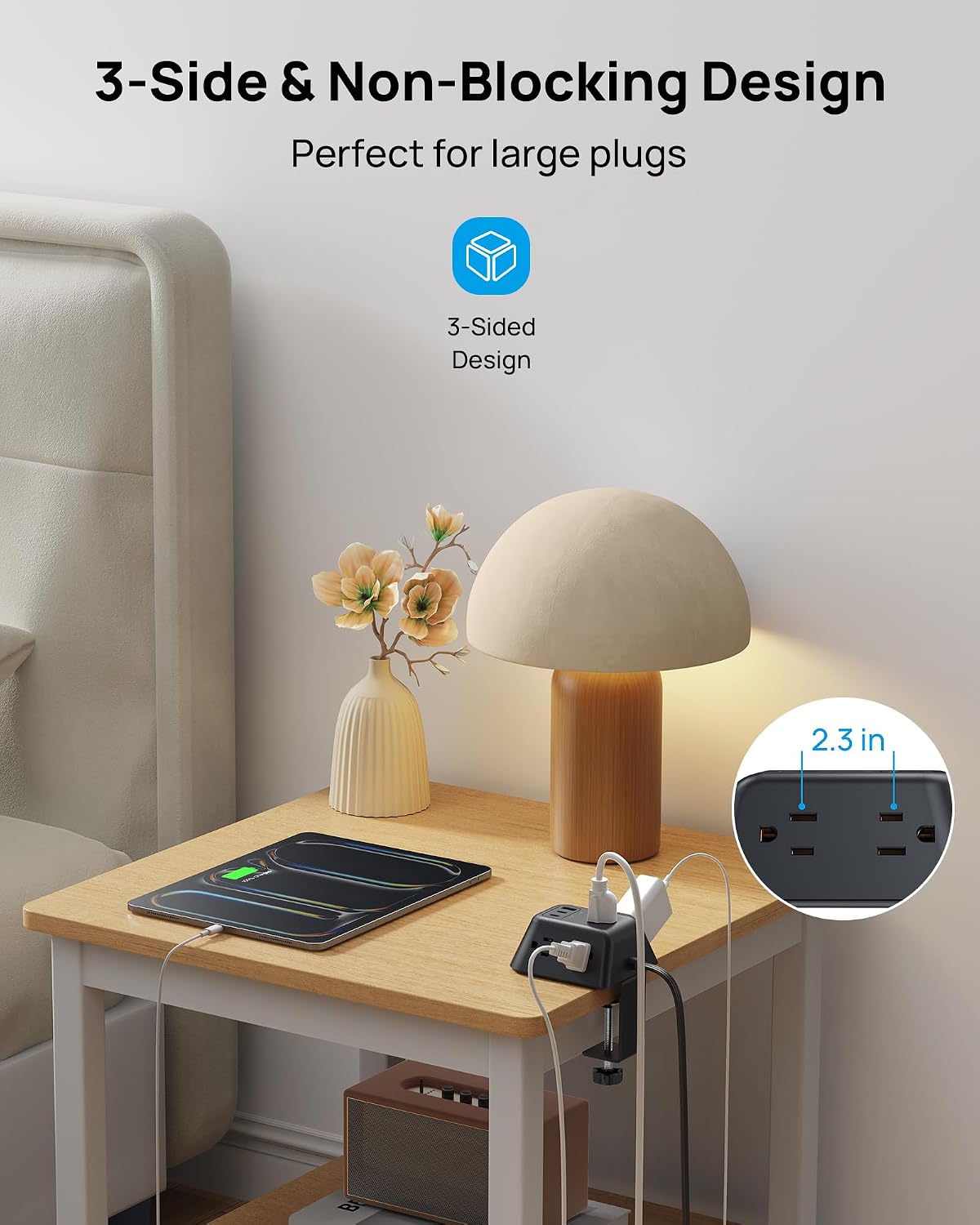 Detalle de TROND TD-PS-US16C Desk Clamp Power Bar with 5 Outlets and USB-C PD