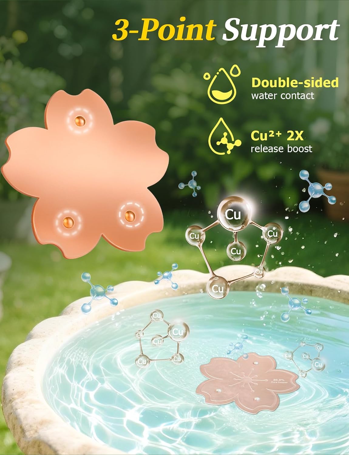 Detalle 2 de Mellbree Pure Copper Plate for Outdoor Bird Bath Bowls & Fountains