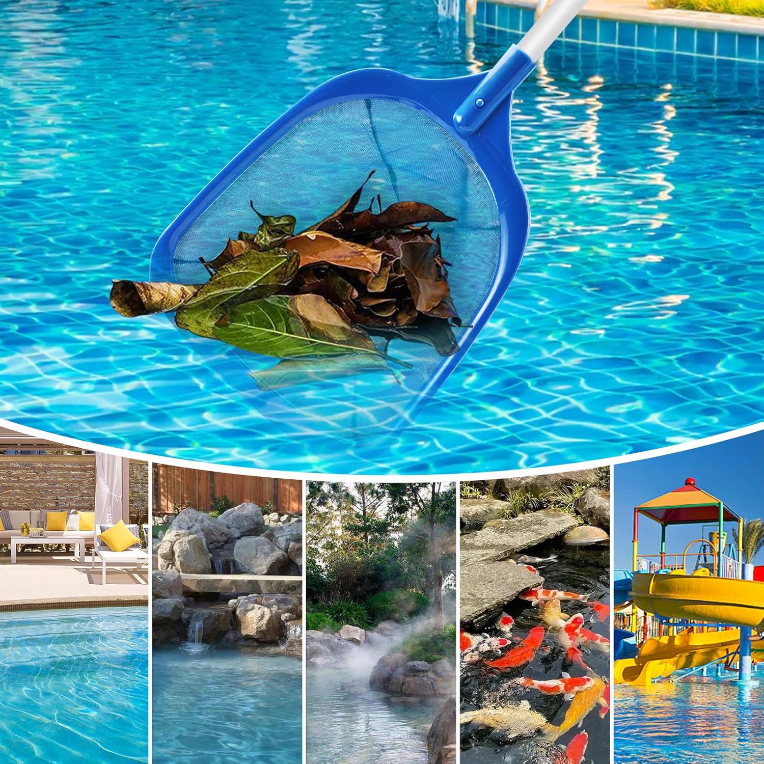 Thumbnail 5 de Jsdoin Pool Kescher (Teichkescher) 161 cm mit Teleskopstange, feines Kescher-Netz – für Pool, Teiche & Whirlpool
