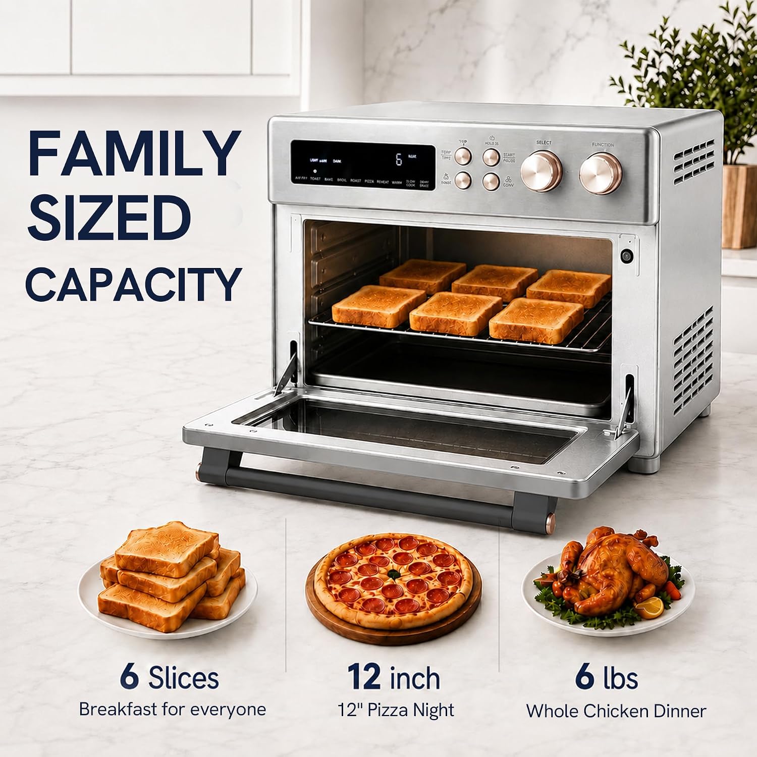 Detalle 2 de VAL CUCINA Infrared Air Fryer Toaster Oven 6-slice ๐