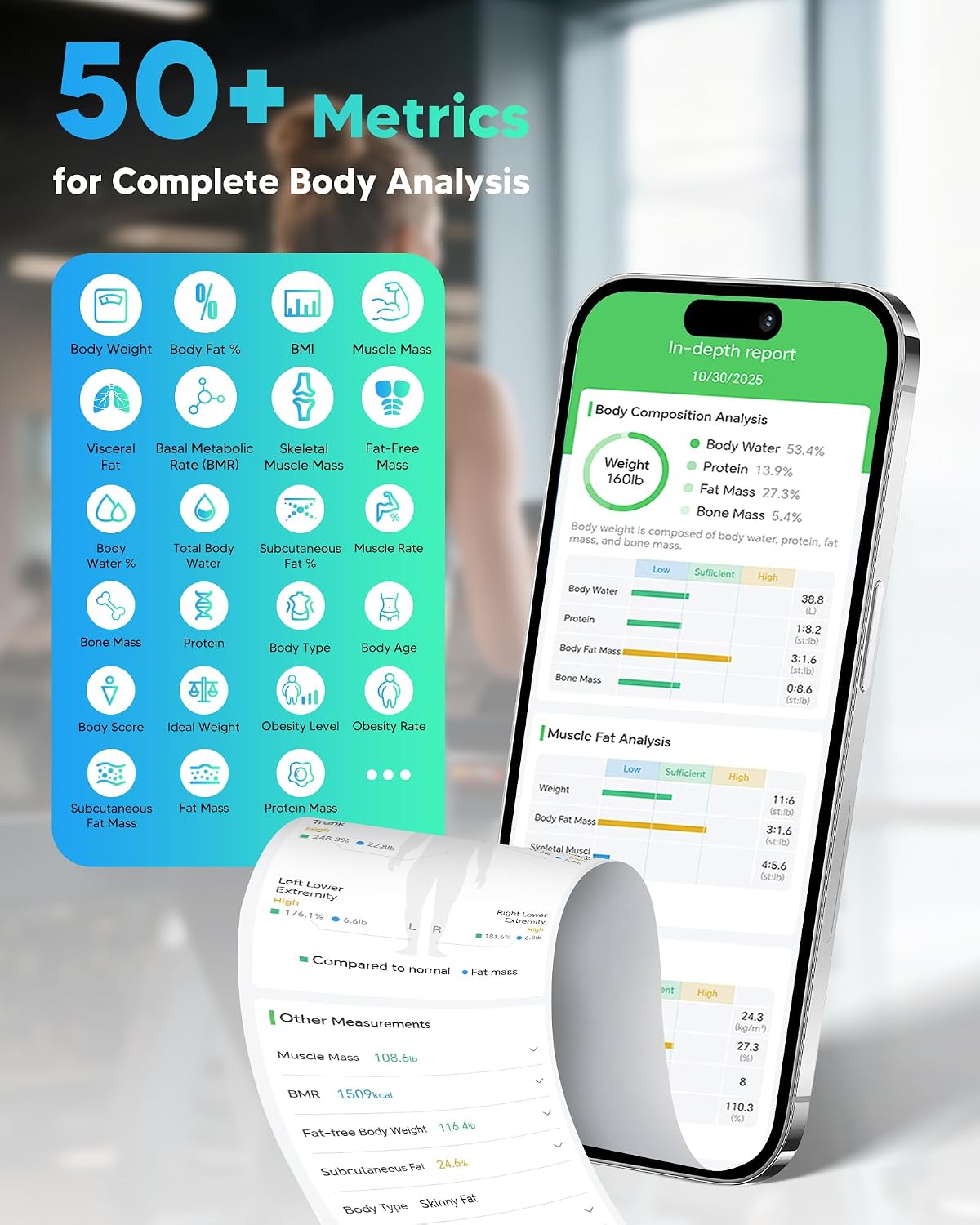Thumbnail 2 de arboleaf Smart Scale for Body Weight and Fat, 8-Electrode Body Composition Scale with Handle