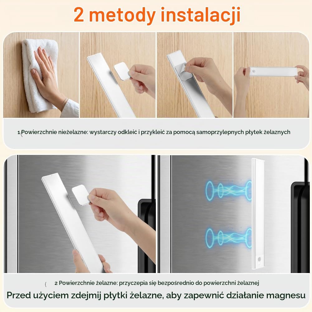 Detalle 2 de Ainiv zestaw 2 lamp LED 20 cm z czujnikiem ruchu, 3 barwami i USB-C