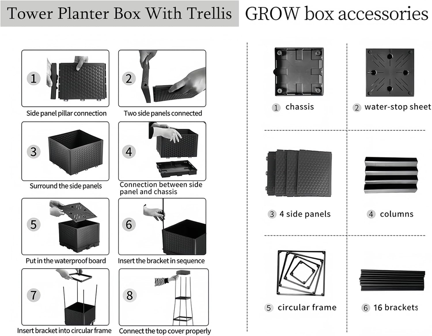 Thumbnail 6 de Self-Watering Tomato Planter Cage with Adjustable 4-Tier Metal Trellis (Detachable) Raised Garden Bed Support Box