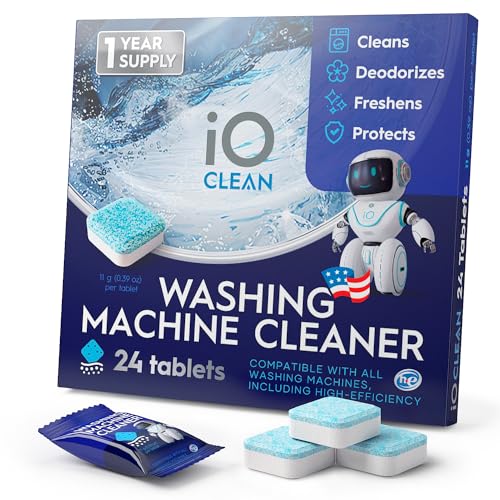 Detalle de iO CLEAN Limpiador de lavadora y pastillas descalcificadoras – 24 unidades para HE-Front y Top Loader