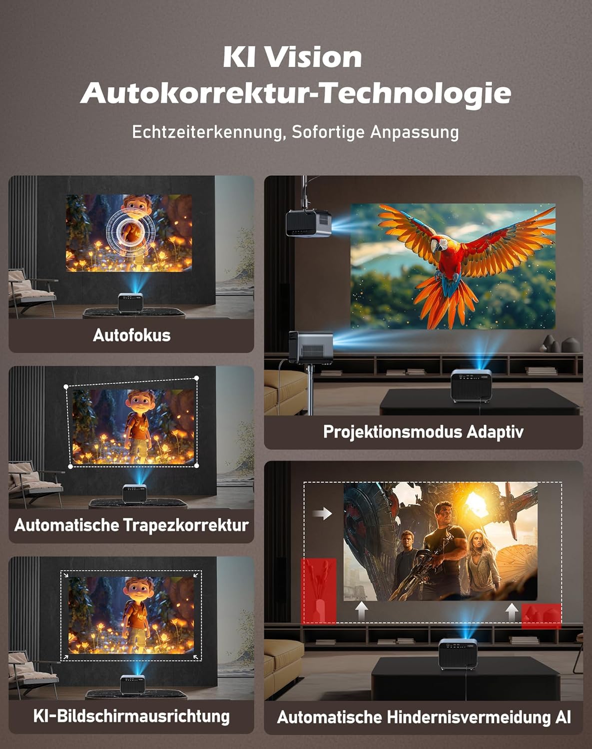 Thumbnail 4 de VGKE Beamer 4k Heimkino – Kompatibel mit Netflix, Autofokus & 1100 ANSI, WiFi6