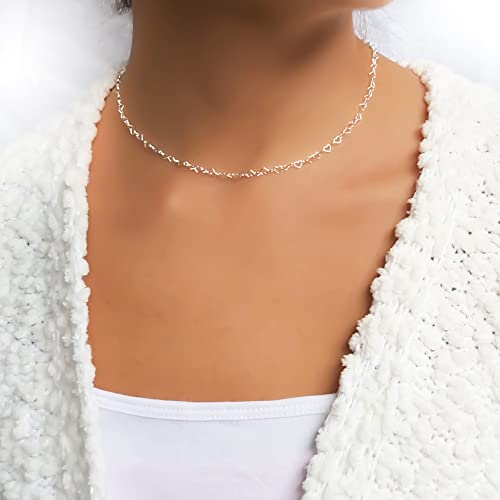Thumbnail 1 de Annika Bella Minimalist Silver Heart Choker (925) – 13–16 Inch, Water-Resistant with Extender