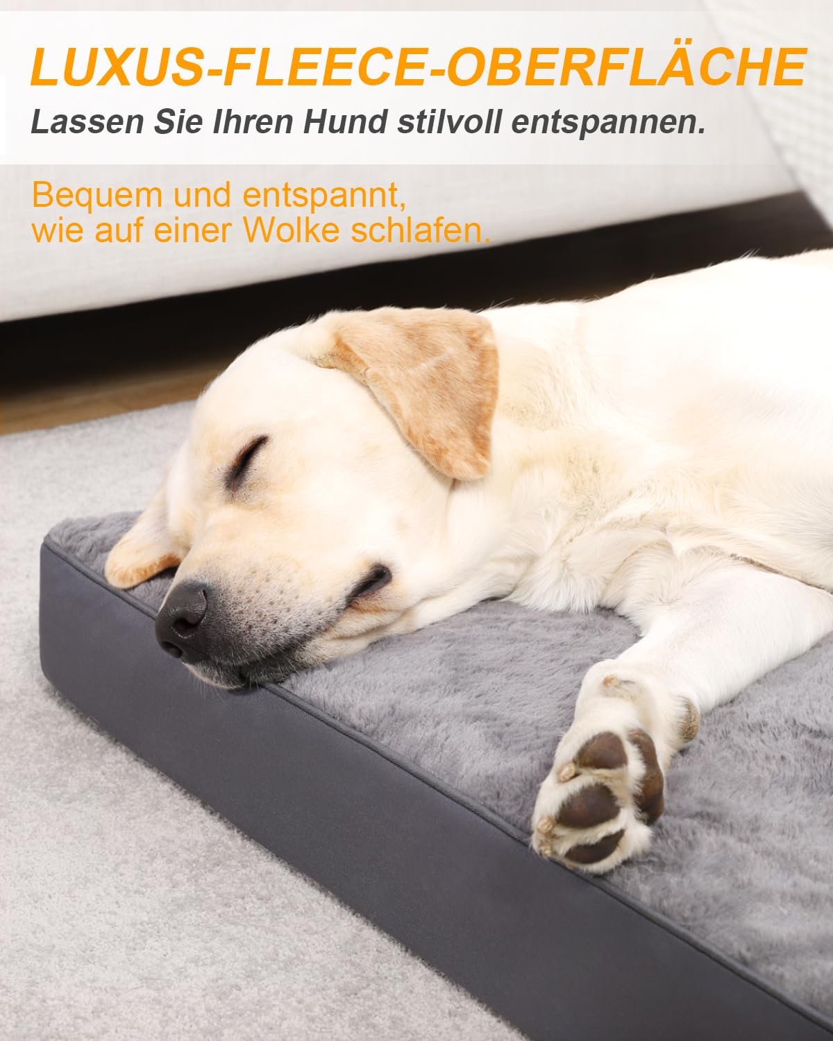 Thumbnail 2 de KSIIA Orthopädisches Hundebett XXL 121x75 cm – waschbar, doppelseitig wendbar mit abnehmbarem Deckel, dunkelgrau