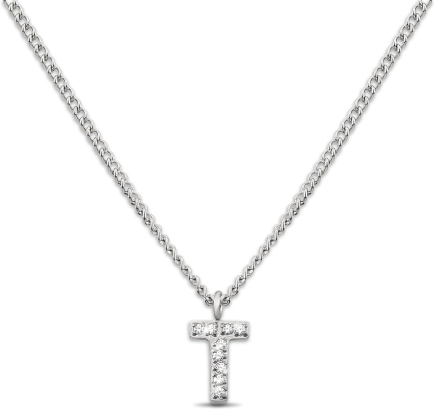 Detalle de GD GOOD.designs EST. 2015 Chaîne avec lettres argentées en acier inoxydable pour femmes