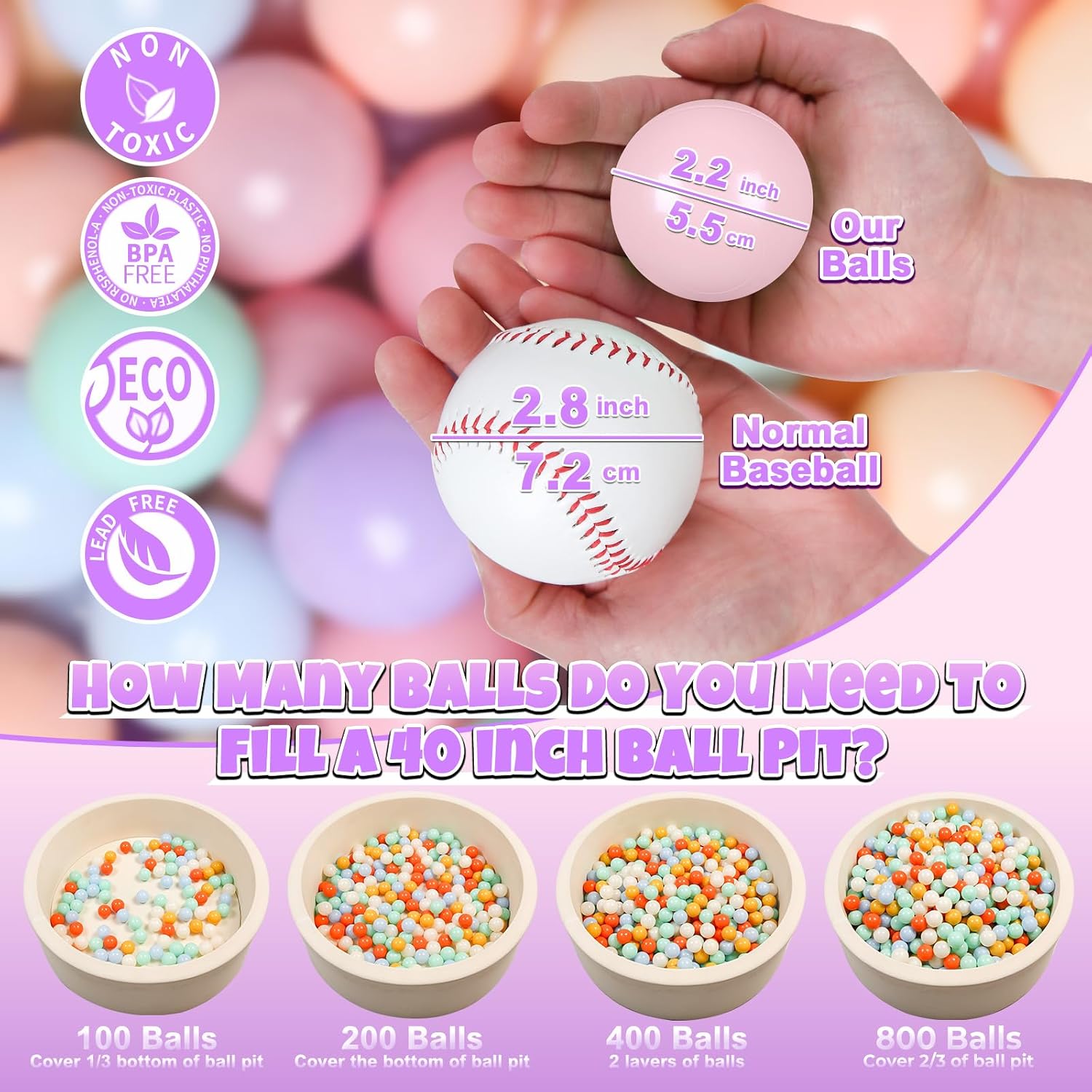 Thumbnail 1 de GOGOSO Ball Pit Balls for Toddlers (Crush-Proof, Non-BPA & Non-Phthalate), 2.15-Inch Set