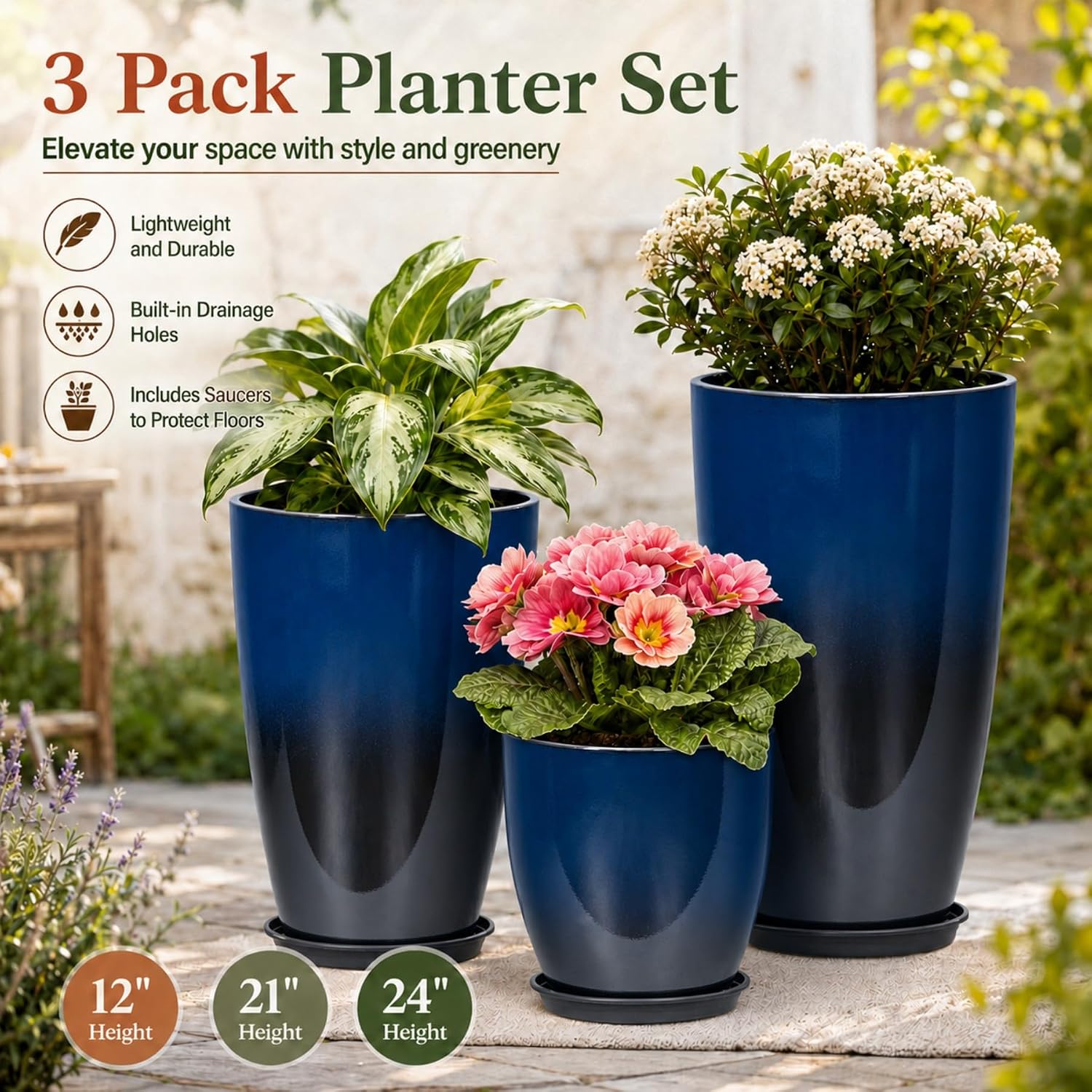 Thumbnail 1 de Neoaider Plastic Planter Set of 3