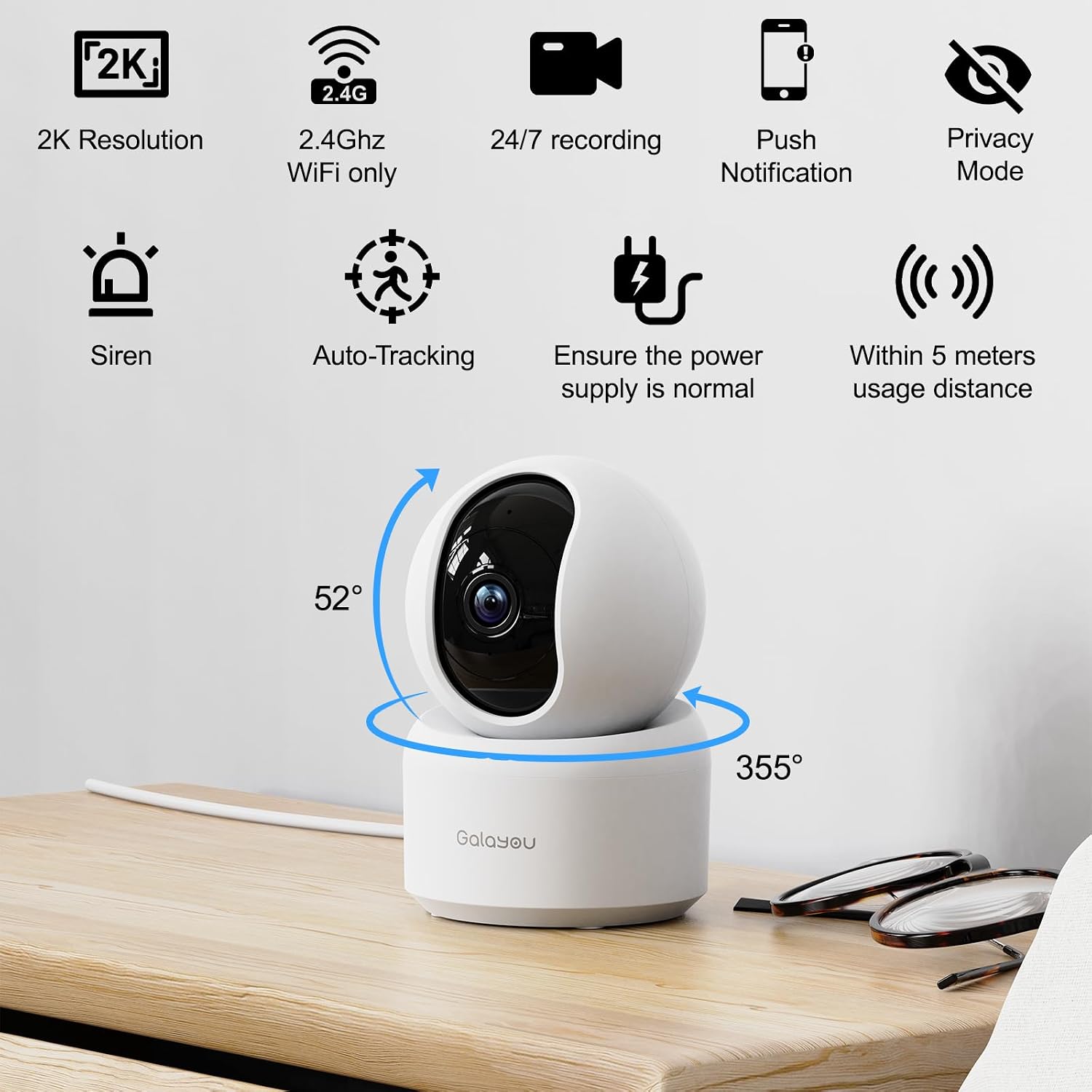 Detalle 2 de GALAYOU G2 2K Pet Camera with 360° tracking
