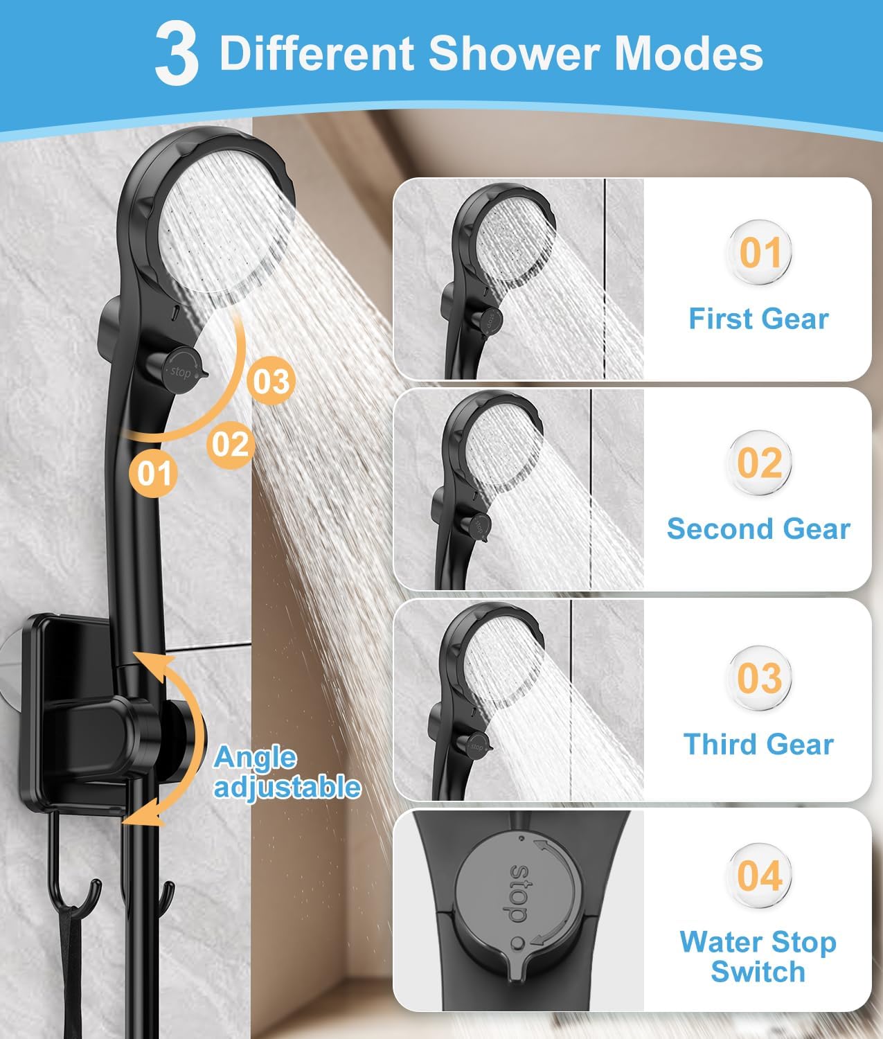 Thumbnail 6 de WADEO Portable Camping Shower with 6000mAh Battery and Built-in Filter