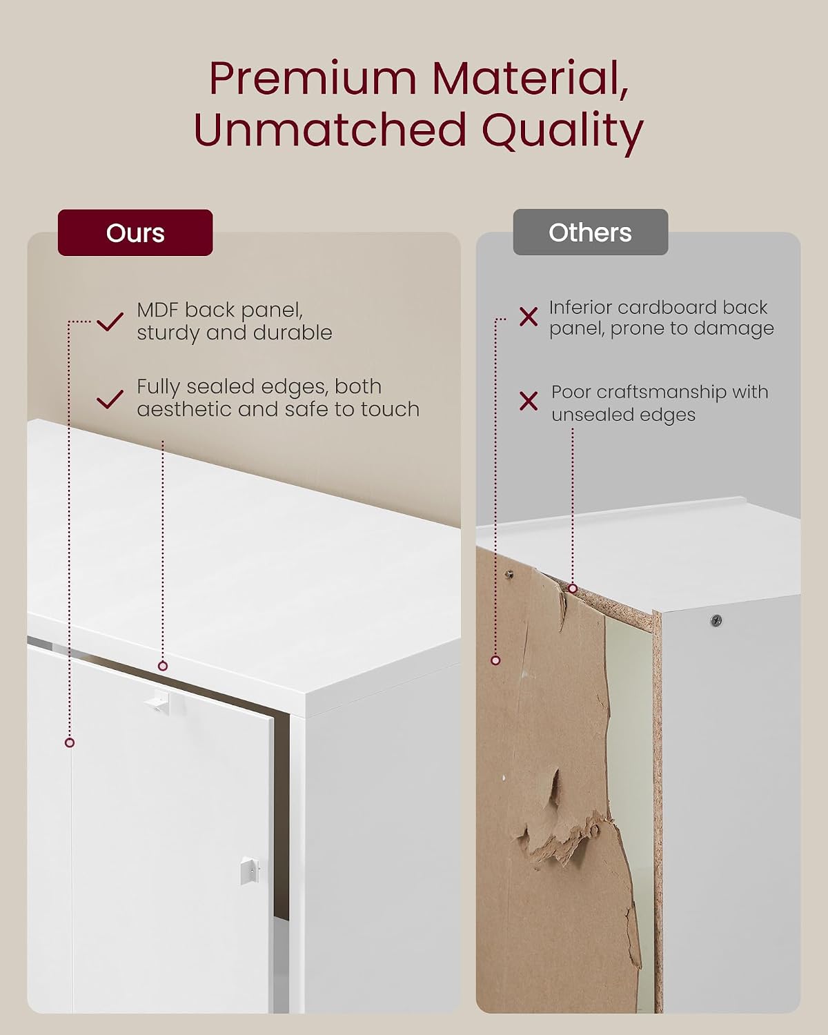 Detalle de VASAGLE Collection 6-Tier Cube Bookcase (Cloud White, 24 x 80 x 160.7 cm) CUSTOS LBC412W01