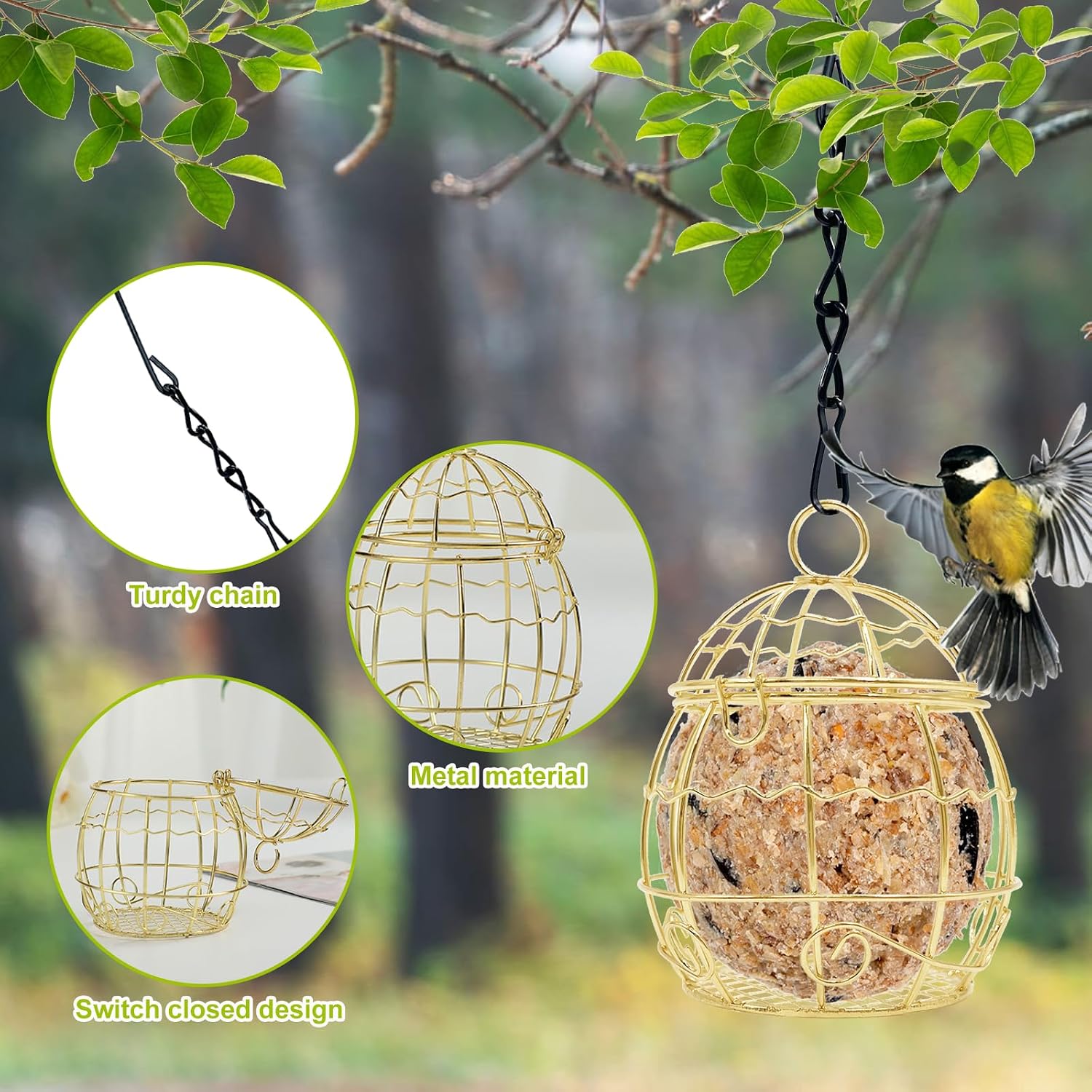 Detalle de Fat ball bird feeders 4 pack metal