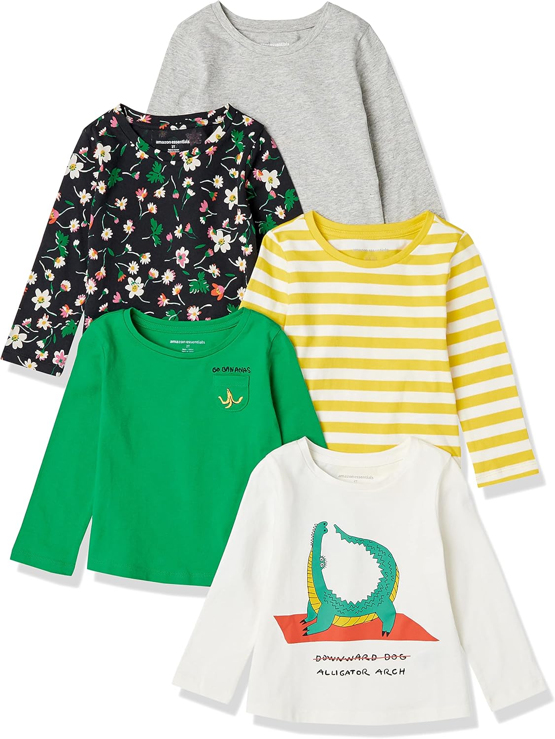Amazon Essentials Girls and Toddlers' Long-Sleeve T-Shirts, Multipacks